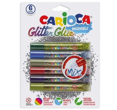 6 Colas Gliter Glue Mix Carioca
