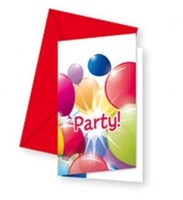 6 convites festa Balloon Party