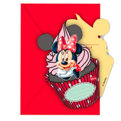 6 Convites para festa Minnie Disney Cafe