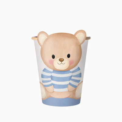 6 Copos Urso Baby Nude Azul 270ml