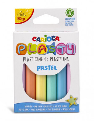 6 Cores Plasticina Pastel Carioca Plasty