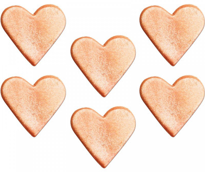 6 Mini Toppers Açúcar Corações Dourados 3cm