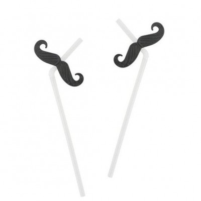 6 Palhinhas Flexiveis com Bigodes