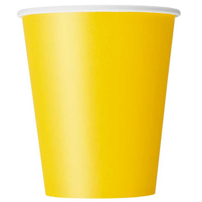 8 Copos de Papel Amarelos