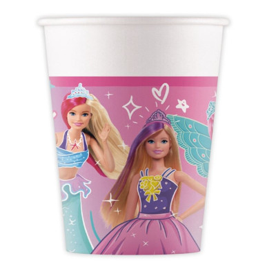 8 Copos Papel Barbie Fantasy