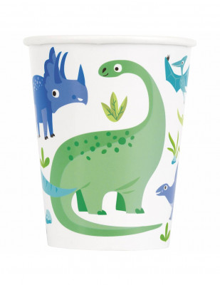 8 Copos Papel Blue & Green Dinosaur