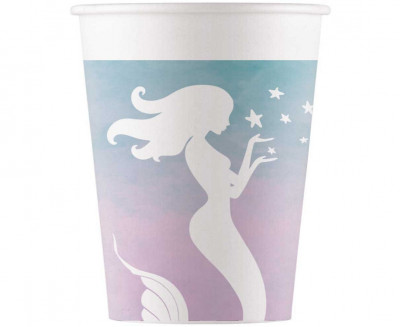 8 Copos Papel Elegant Sereia Mermaid