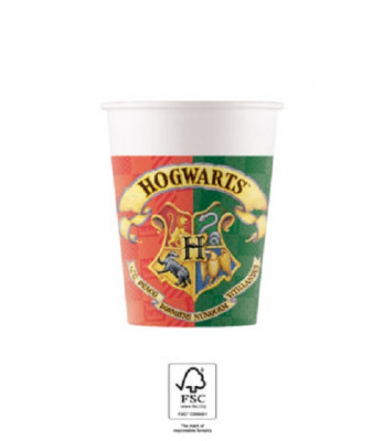 8 Copos Papel Harry Potter Hogwarts 200ml