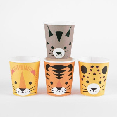 8 Copos Papel Mini Felinos