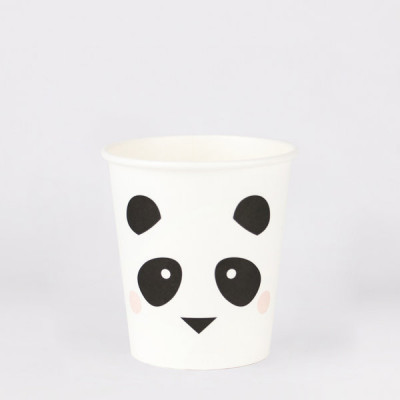 8 Copos Papel Mini Panda