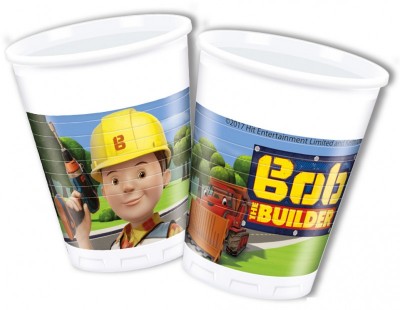 8 copos plásticos  Bob Construtor