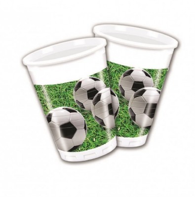 8 Copos plásticos Festa Futebol 200ml