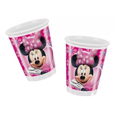 8 Copos rosa Minnie Mouse