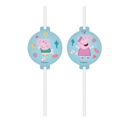 8 Palhinhas Papel Peppa Pig