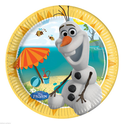 8 Pratos 20 cm festa Frozen Olaf Summer