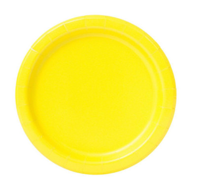8 Pratos Amarelos Neon 17 cm
