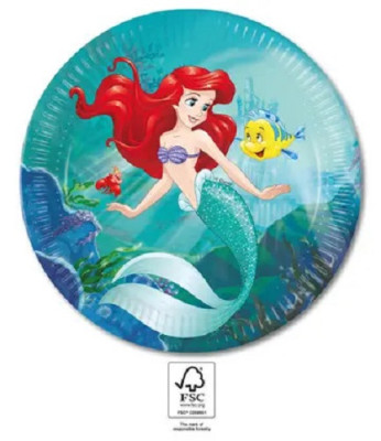 8 Pratos Ariel A Pequena Sereia Curious Disney 23cm