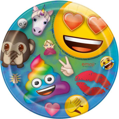 8 Pratos Emoji Rainbow Fun 17cm