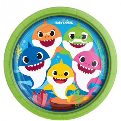 8 Pratos Festa Baby Shark 23cm