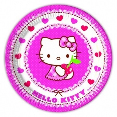 8 Pratos Festa Hello Kitty