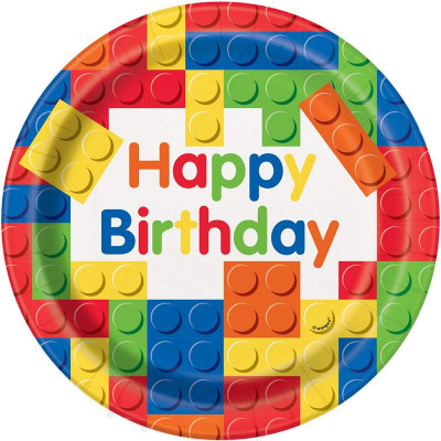 8 Pratos Legos Happy Birthday