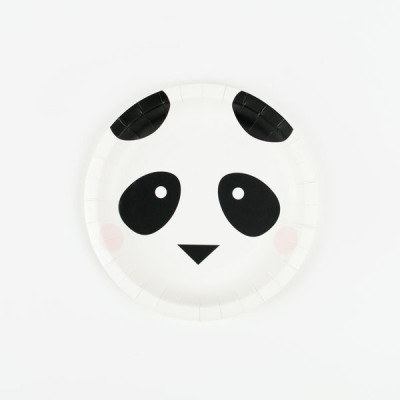 8 Pratos Mini Panda 18cm