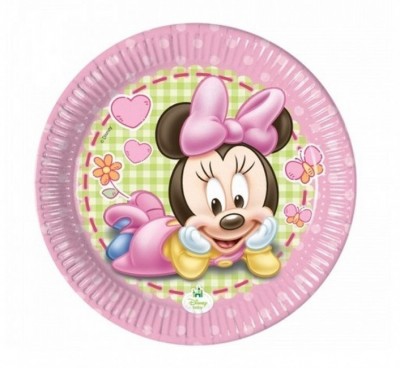 8 Pratos Minnie Bebé 20cm