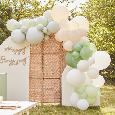 Arco Balões Verde, Nude e Branco