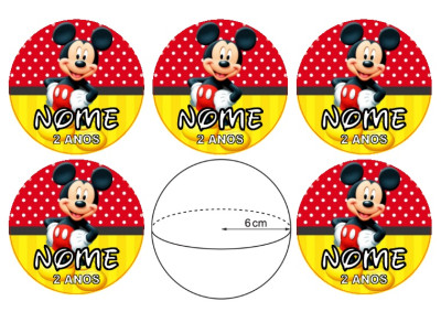 Autocolantes Personalizados Mickey Ø6cm - 6 und