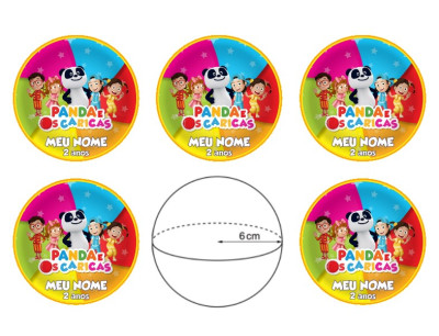 Autocolantes Personalizados Panda e Caricas Ø6cm - 6 und