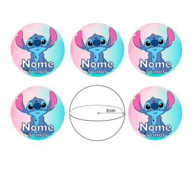 Autocolantes Personalizados Stitch Ø6cm - 6 und