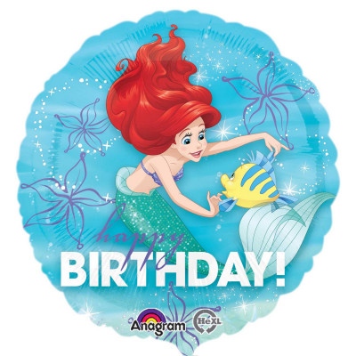 Balão Ariel Pequena Sereia Happy Birthday
