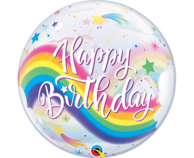 Balão Bubbles Happy Birthday Unicórnio 56cm