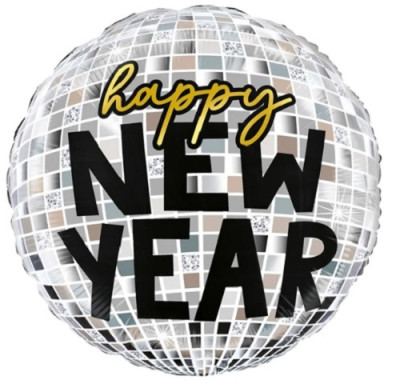 Balão Foil Bola Disco Happy New Year 91cm