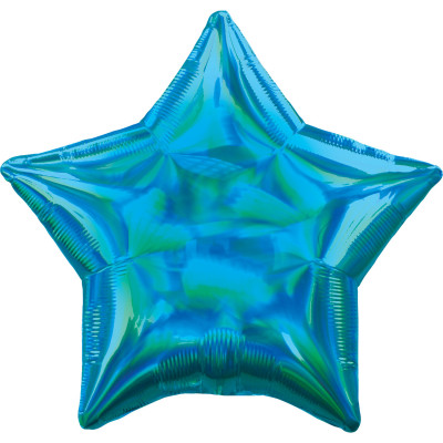 Balão Foil Estrela Azul Ciano Iridescente 48cm