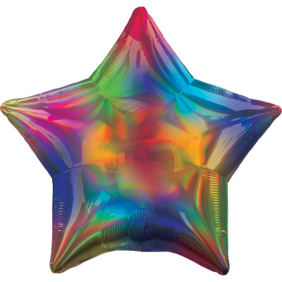 Balão Foil Estrela Rainbow Iridescente 48cm