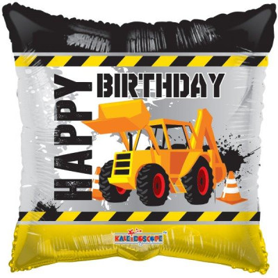Balão Foil Happy Birthday escavadora construção 46cm