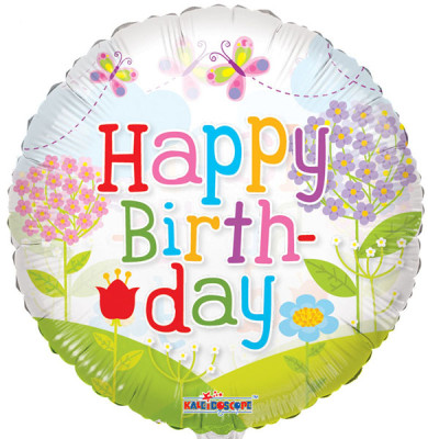 Balão Foil Happy Birthday Primavera 45cm