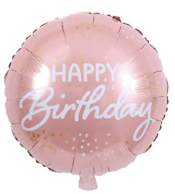 Balão Foil Happy Birthday Rosa 45cm
