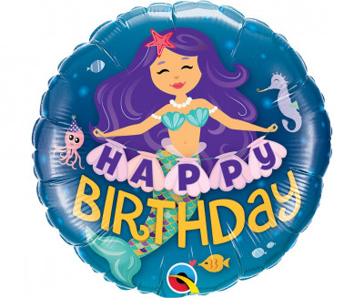 Balão Foil Happy Birthday Sereia 46cm