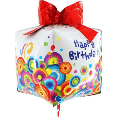 Balão Foil Presente Happy Birthday 4D - 76cm