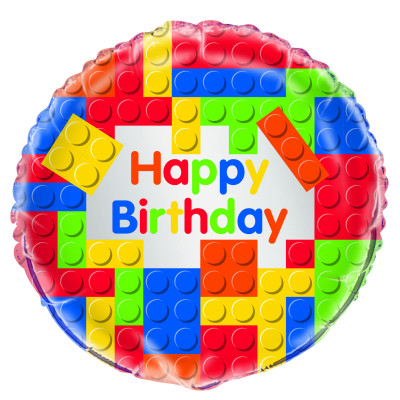 Balão Foil Redondo Lego Happy Birthday 46cm