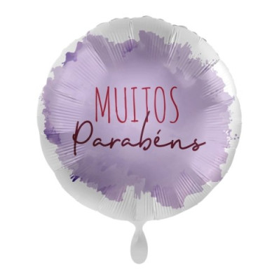 Balão Foil Redondo Muitos Parabéns Purple Congrats 43cm