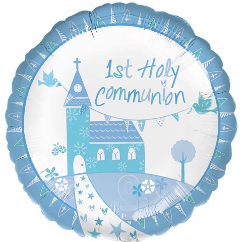 Balão Foil standard 1 Comunhão Igreja Azul 18”