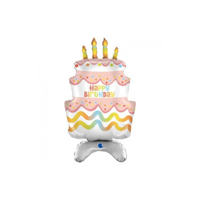 Balão Foil Standup Bolo Aniversário 97cm