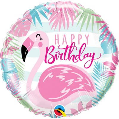 Balão Happy Birthday Pink Flamingo 18