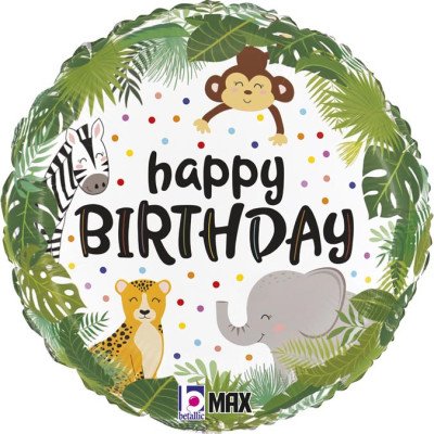 Balão Happy Birthday Selva 45cm