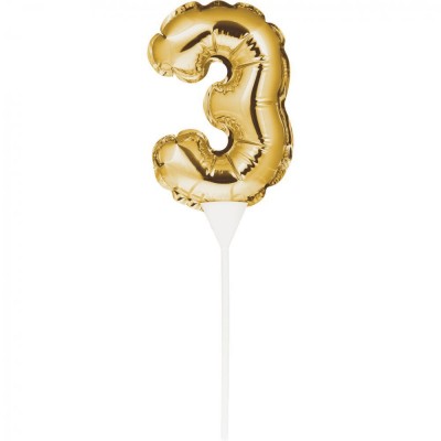 Balão nº 3 Dourado Topper Bolo