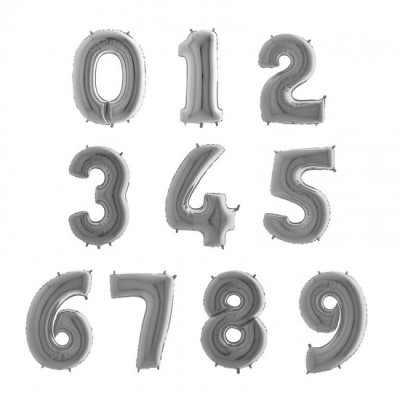 Balão Número Prateado 40"/102cm