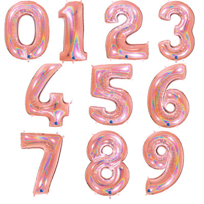 Balão Número Rose Gold Glitter Holográfico 40"